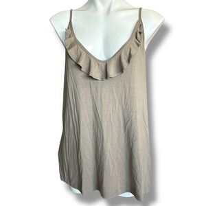 Tommy Bahama Tambour Ruffle Top XL Bungee Cord Taupe Tank NWT MSRP $68